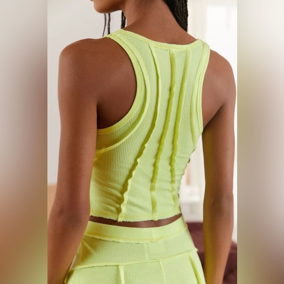 Urban Outfitters Lime Sweet Dreams Seamed Tank Top Lime Yellow - Picture 3 of 3